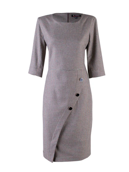Elegant Women's Peplum Wool Dress with Decorative Buttons 24528 / 2024