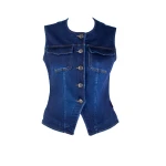 Klasik Kadın Kapitone Kot Yelek – Yuvarlak Yaka 25523 / 2025