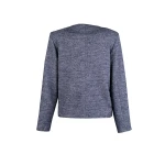Jachetă de lână pentru femei în culoarea gri melanj cu detalii din piele 25501 / 2025