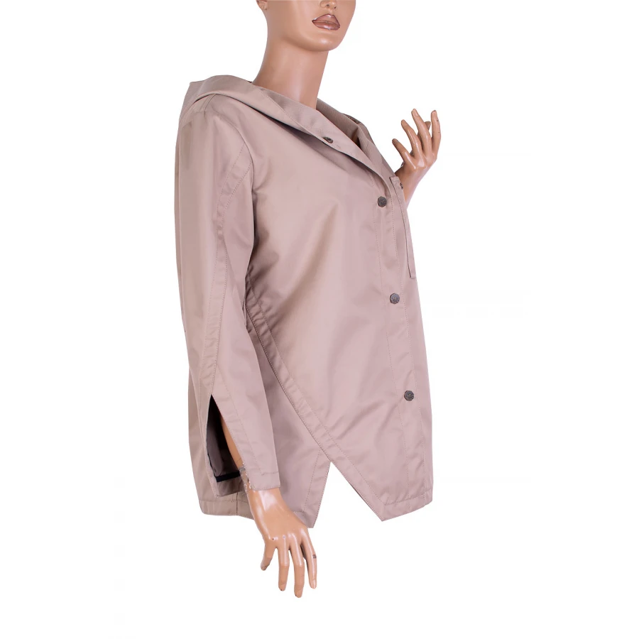 Дамско Непромокаемо Яке в Цвят Капучино с Качулка 25509 / 2025