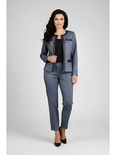 Дамски Вълнен Панталон в Сив Меланж – Елегантност и Уют за Есен-Зима 25502 / 2025