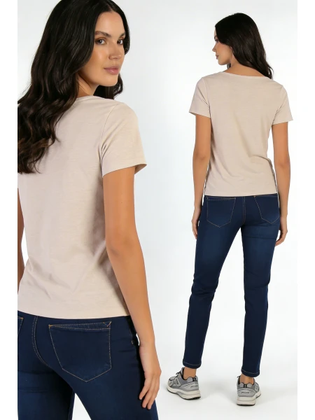 Дамски Еластични Дънки с Декоративни Оранжеви Тегели 25507 / 2025 Дамски Еластични Дънки с Декоративни Оранжеви Тегели 25507 / 2025