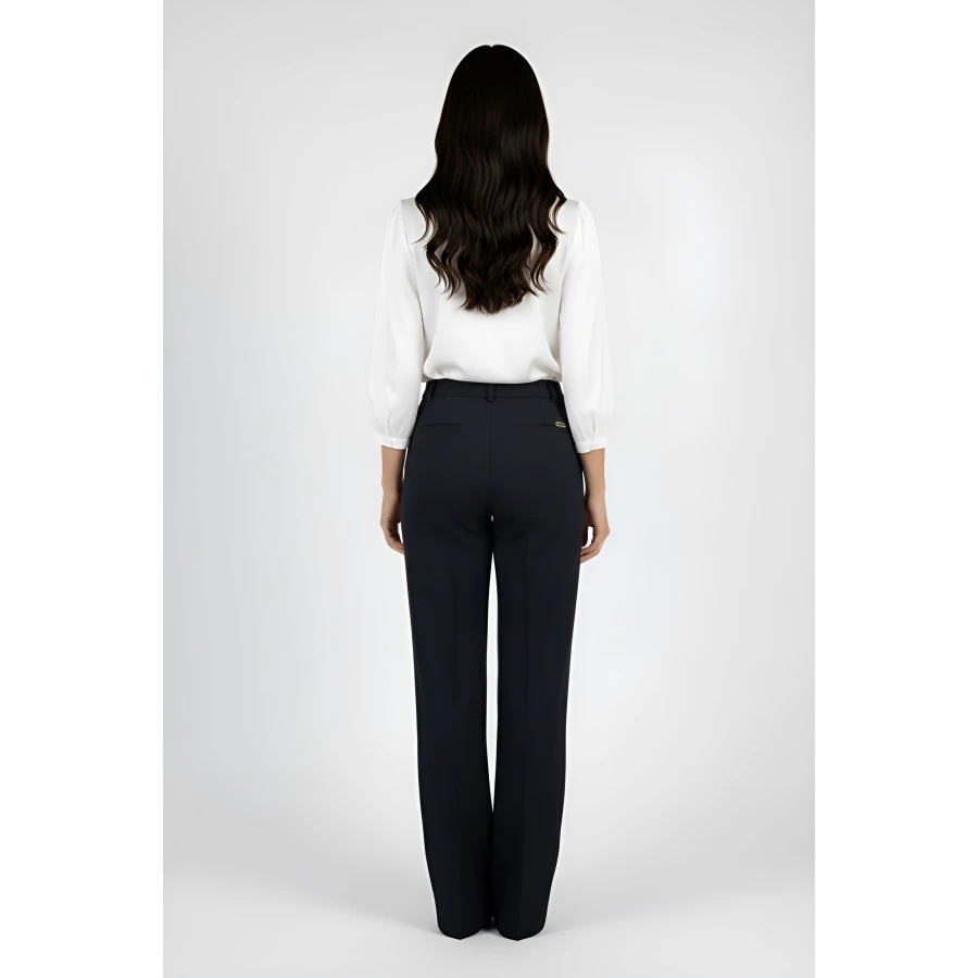 Класически Черен Панталон с Широк Крачол 25517 - Есен/Зима 25/26