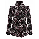Wool Coat with Shawl Collar and Pink-Purple Mosaic Pattern 26507 / 2026