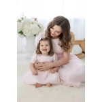 Комплект Рокли за Майка и Дъщеря – Бебешко Розово с Тюл и Перли 25701 - 702 / 2025