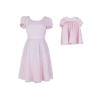 Комплект Рокли за Майка и Дъщеря – Бебешко Розово с Тюл и Перли 25701 - 702 / 2025