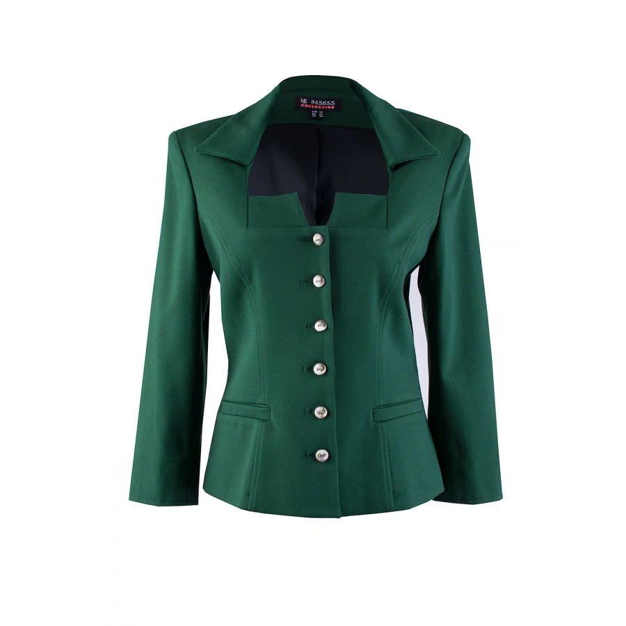 Costum elegant de damă, verde smarald, cu siluetă clasică JN 24301 - 302 / 2024