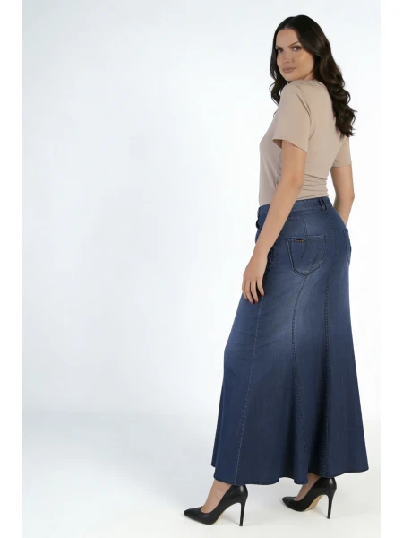 Дълга Дънкова Пола от Тенсел с Еластан 17143