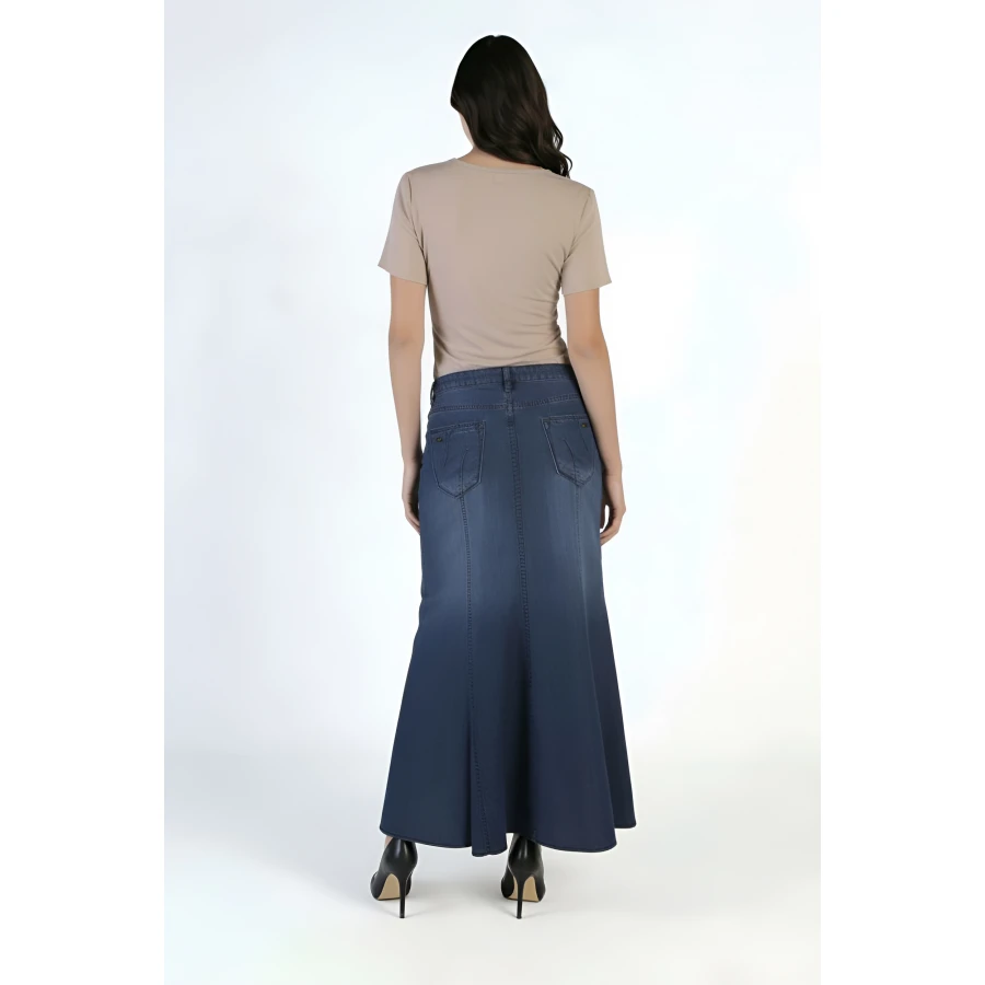 Tencel Elastanlı Uzun Kot Etek 17143