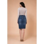 Fusta din denim cu nasturi decorative 18101 / 2018
