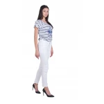 Set bluză pentru femei cu pantaloni albi din bumbac 19213 - 167 / 2019