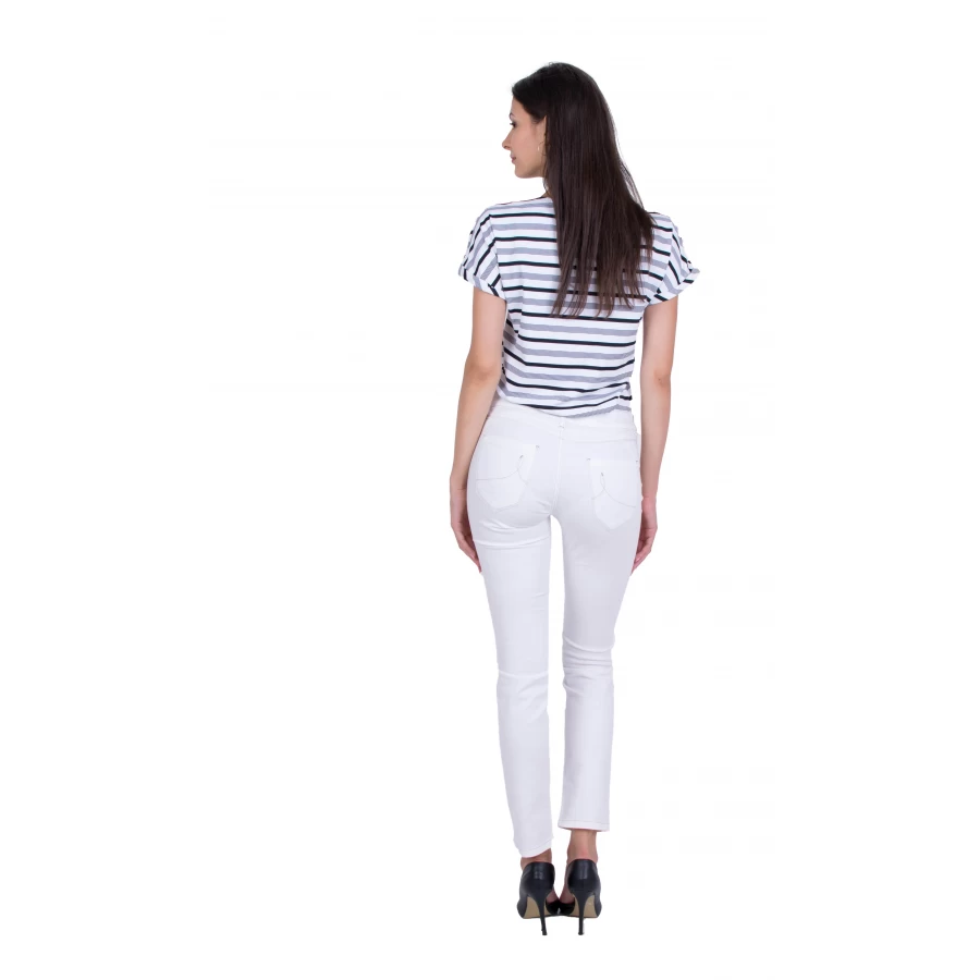 Set bluză pentru femei cu pantaloni albi din bumbac 19213 - 167 / 2019
