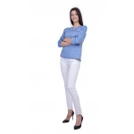 Set de bluză de in cu pantaloni albi pentru damă 21136 - 167