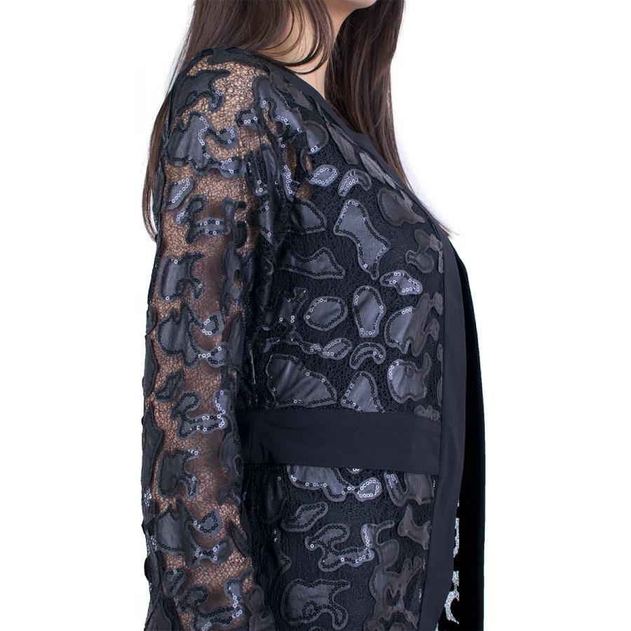 Palton negru elegant pentru femei 21157 / 2021