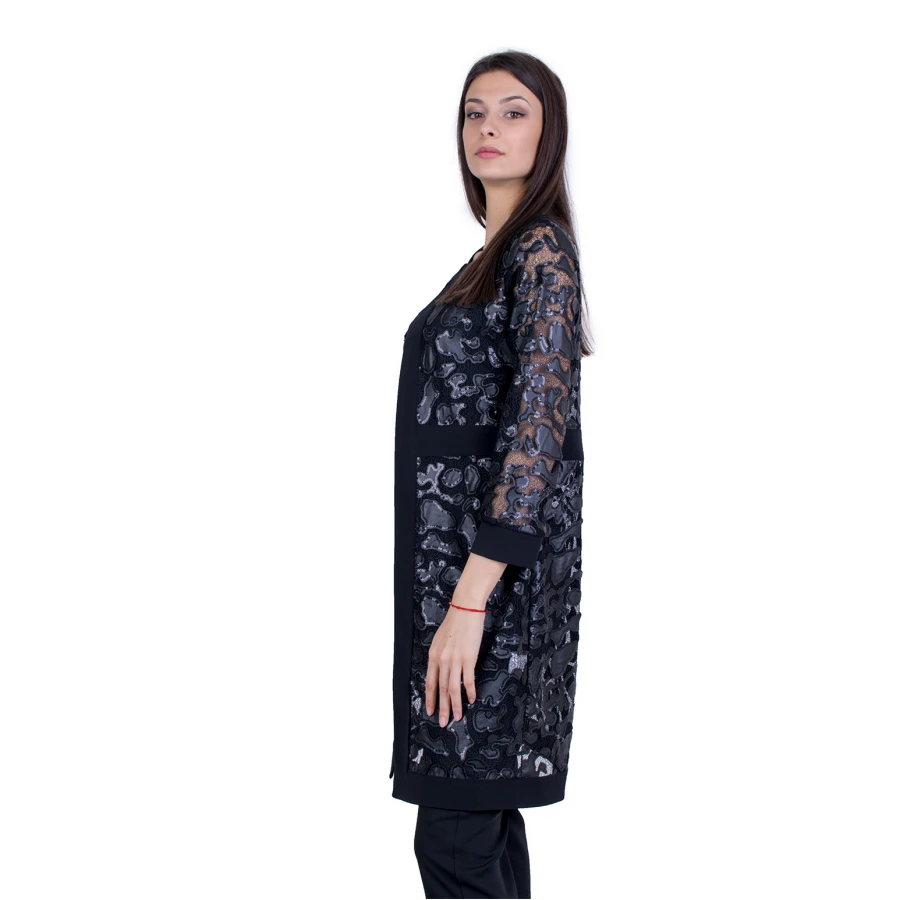 Palton negru elegant pentru femei 21157 / 2021