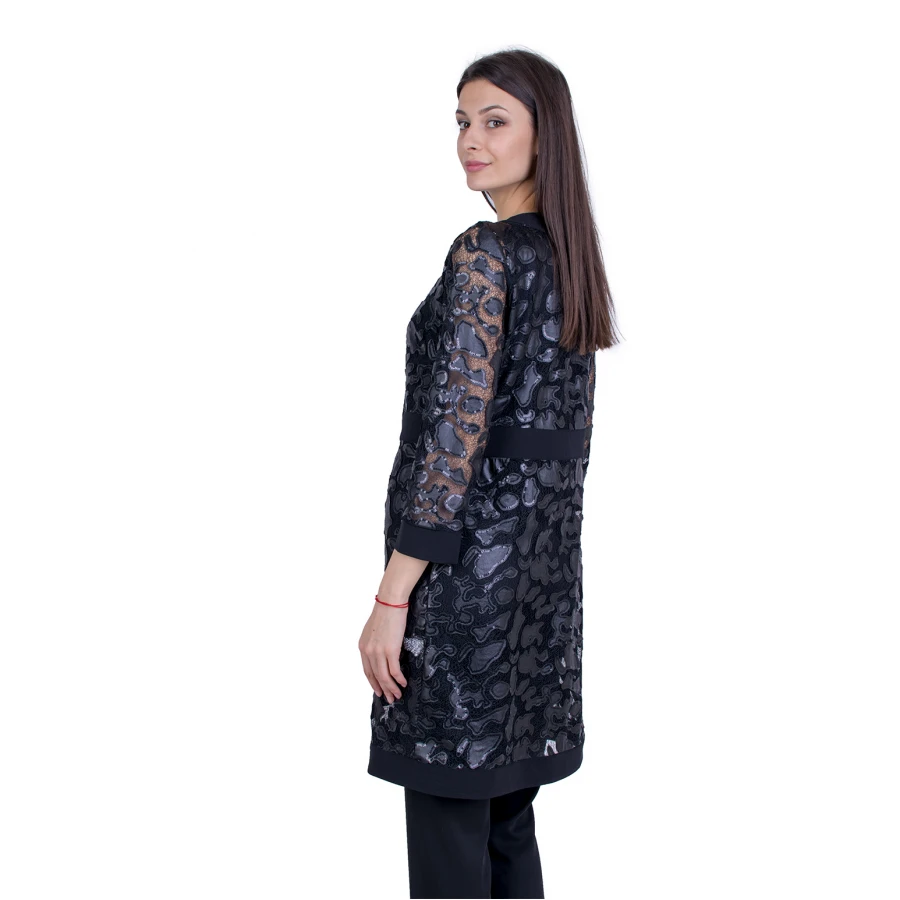 Palton negru elegant pentru femei 21157 / 2021