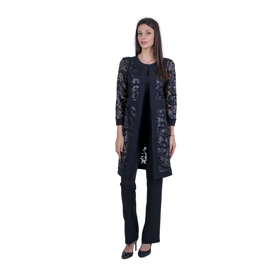 Palton negru elegant pentru femei 21157 / 2021