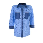 Tencel Lüks Kadın Mavi Pamuklu Dantel Gömlek 2122 / 2024