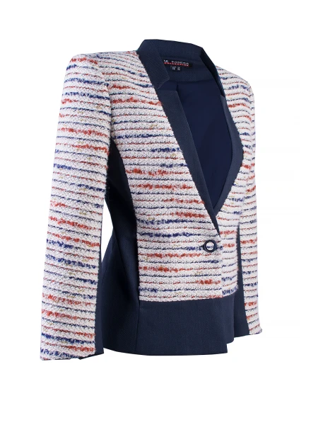 Spectacular Dark Blue Jacket with Boucle 24125 / 2024