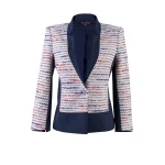 Spectacular Dark Blue Jacket with Boucle 24125 / 2024