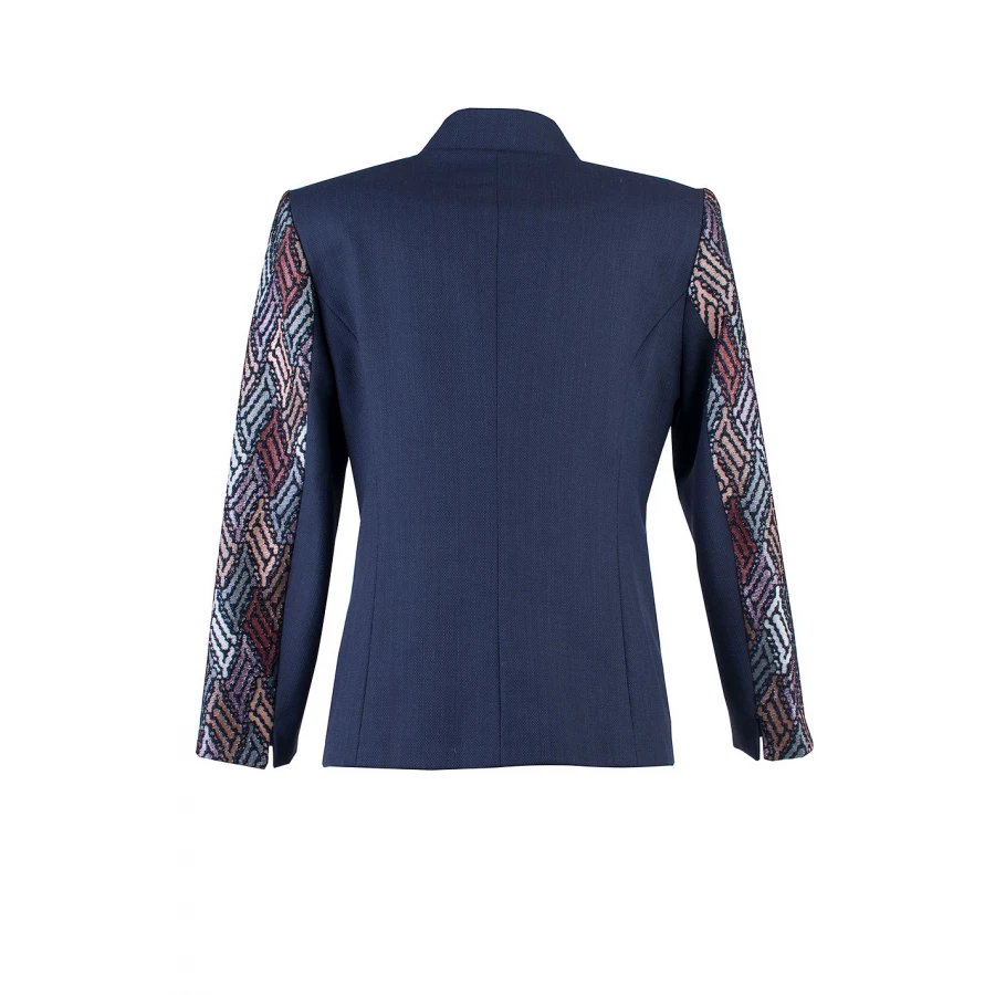 Pastel Parlak Desenli Lacivert Blazer 24127 / 2024