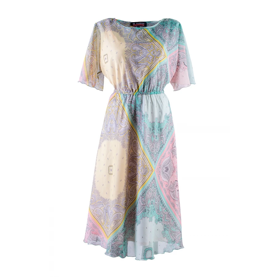 Rochie din sifon multicolor cu maneci reglabile 24152 / 2024