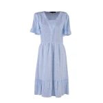 Rochie albastru deschis cu diamante albe si volane 24164 / 2024 Rochie albastru deschis cu diamante albe si volane 24164 / 2024