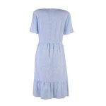 Rochie albastru deschis cu diamante albe si volane 24164 / 2024 Rochie albastru deschis cu diamante albe si volane 24164 / 2024