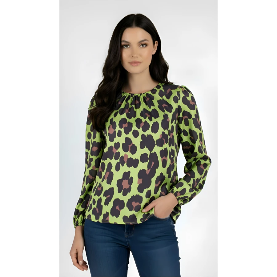 Копринена Дамска Блуза с Леопардова Щампа – Лукс и комфорт 24538 / 2025 Копринена Дамска Блуза с Леопардова Щампа – Лукс и комфорт 24538 / 2025