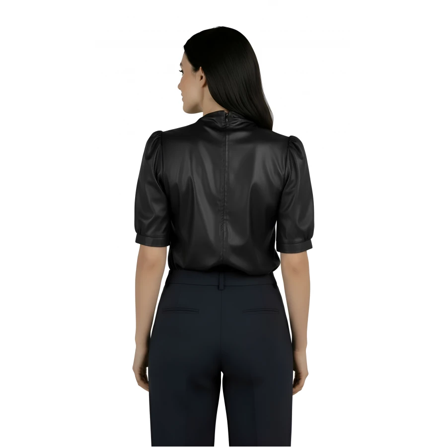 Kısa Puf Kollu Şık Kadın Bluz 25115 / 2025