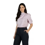 Kadın Pudra Rengi Kısa Pudra Kollu Bluz 25115 Pembe / 2025