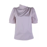 Kadın Pudra Rengi Kısa Pudra Kollu Bluz 25115 Pembe / 2025