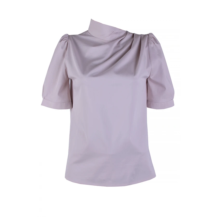 Kadın Pudra Rengi Kısa Pudra Kollu Bluz 25115 Pembe / 2025