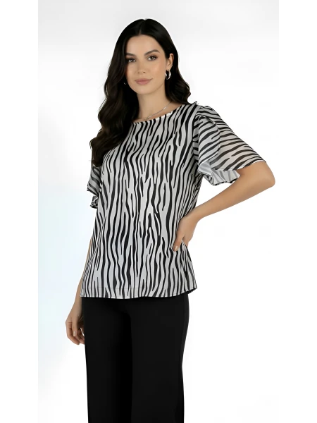 Stylish Viscose Blouse in Tiger Ombre 25138 / 2025