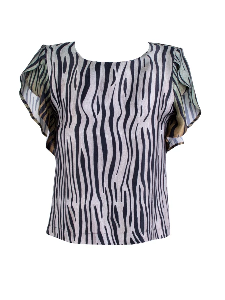 Стилна Вискозна Блуза в Тигрово Омбре 25138 / 2025 Стилна Вискозна Блуза в Тигрово Омбре 25138 / 2025