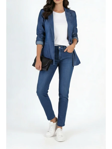 Тънко и Елегантно Сако от Тенсел Деним 25122 / 2025