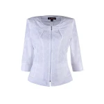 Jachetă elegantă de damă albă cu dantelă brodată 25135 / 2025