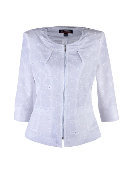 Елегантно Дамско Бяло Сако с Бродирана Дантела 25135 / 2025