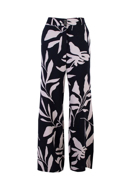 Летен Дамски Панталон с Флорален Десен и Широк Крачол 25132 / 2025 Летен Дамски Панталон с Флорален Десен и Широк Крачол 25132 / 2025