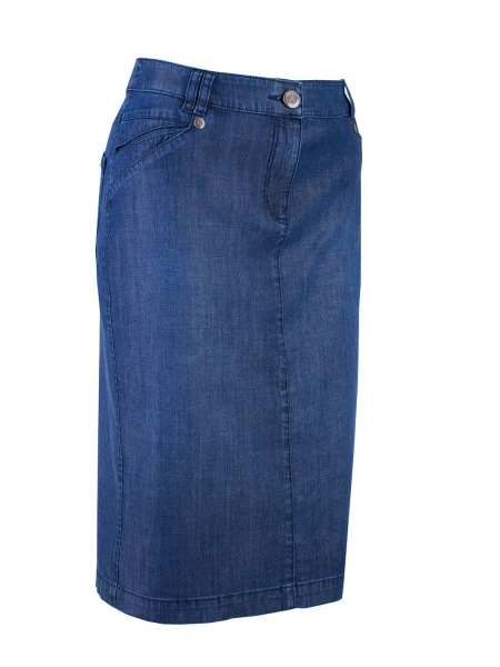 Summer Blue Tencel Skirt with Elegant Line 25124 / 2025