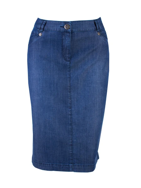 Summer Blue Tencel Skirt with Elegant Line 25124 / 2025