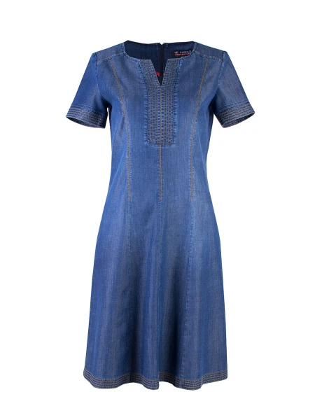 Summer Denim Dress from Tencel with Decorative Stitching 25123 / 2025