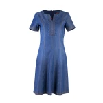 Лятна Дънкова Рокля от Тенсел с Декоративни Шевове 25123 / 2025