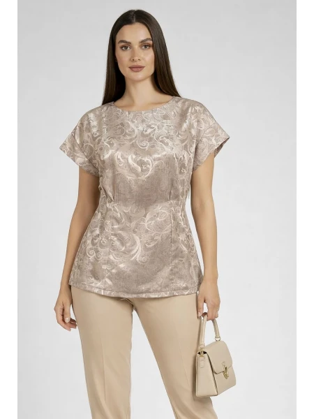 Стилна Бежова Блуза с Елегантна Щампа 26101 / 2026