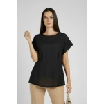 Stylish Black Blouse with Modern Texture and Hidden Zipper 26101 / 2026