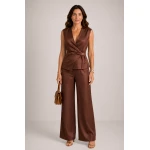 Set Luxos Maro pentru Femei - Vestă și Pantaloni de la Tencel 26116-109 / 2026