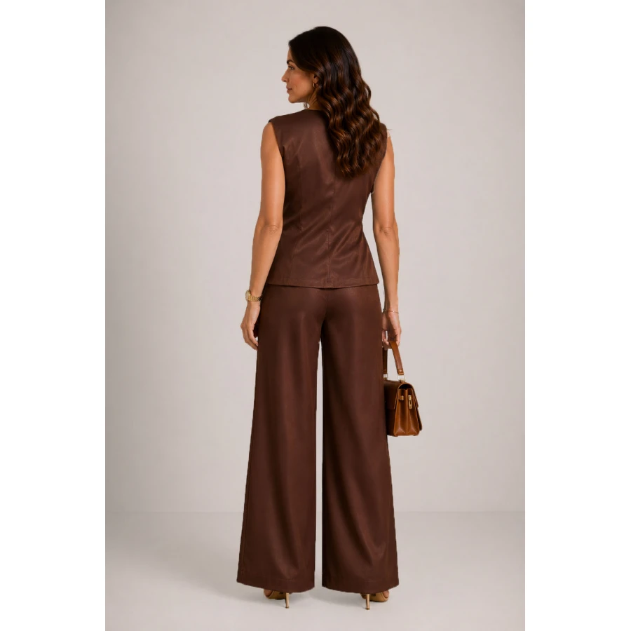 Set Luxos Maro pentru Femei - Vestă și Pantaloni de la Tencel 26116-109 / 2026