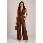 Set Luxos Maro pentru Femei - Vestă și Pantaloni de la Tencel 26116-109 / 2026