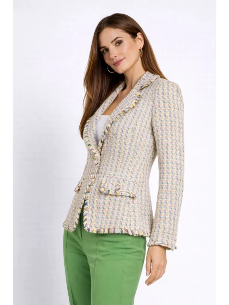 Irresistible Boucle Jacket in Beige with Multicolored Threads – The Luxury of Spring 26104 / 2026