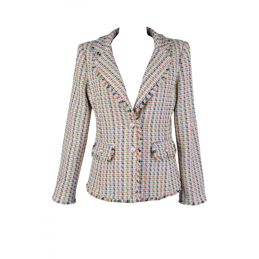 Irresistible Boucle Jacket in Beige with Multicolored Threads – The Luxury of Spring 26104 / 2026